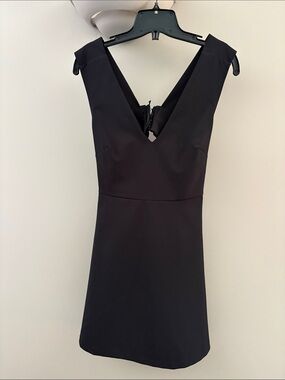 Zara Black V-Neck Mini Black Dress